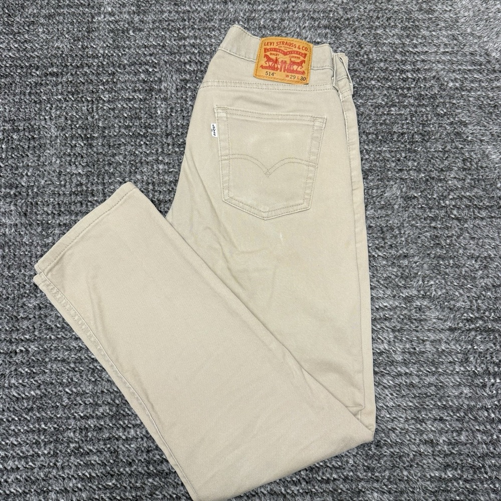 Levis 514 Pants Mens 29x30 Straight Fit Beige Canvas White Tab Skate‎ Workwear
